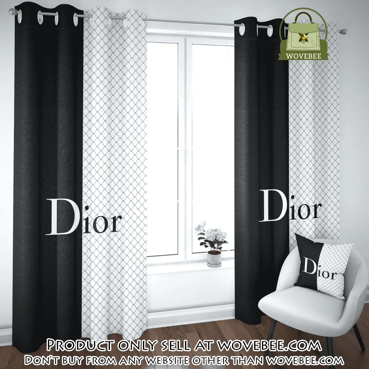 Dior black white premium window curtains hot  luxury curtain wc099 wvb0523154